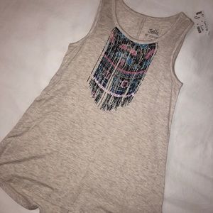 Justice size 10 beige tank with fringe